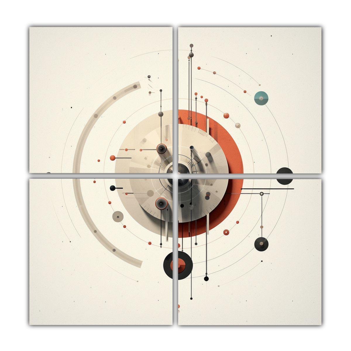 Cuatro Cuadros Movimiento Elegante Geometría 60x60 Cm-0