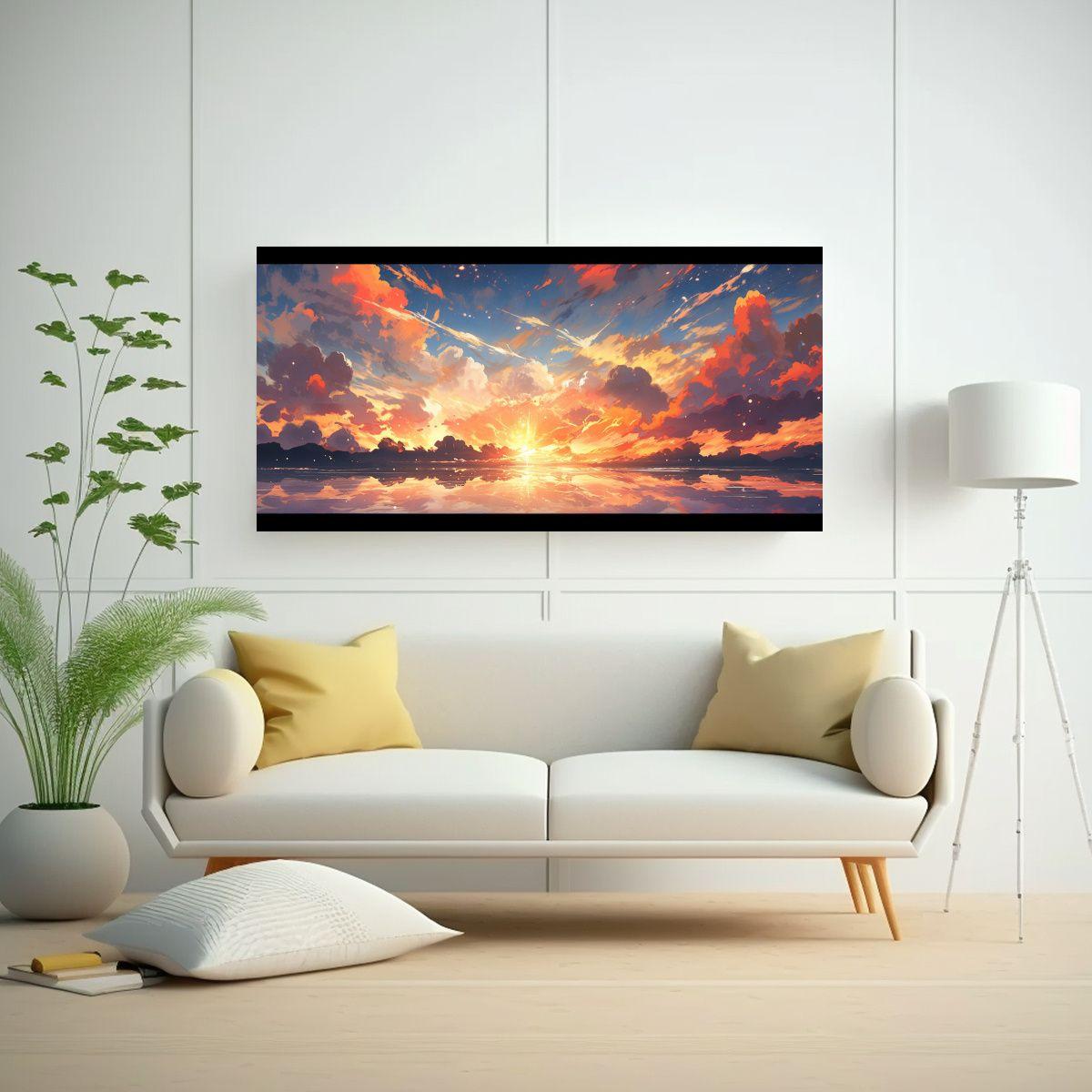 Cuadros Modernos Reflejo Amanecer Y Atardecer Con  40x20cm-2