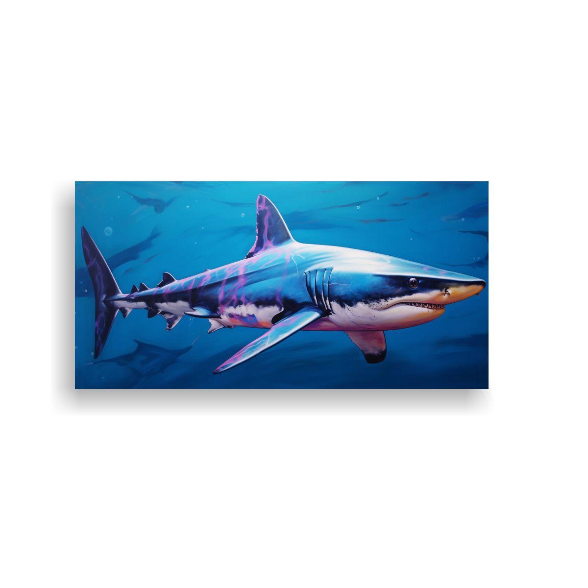 Cuadro Conceptual Alegría: Tiburón Azul En Estil 60x30cm-0