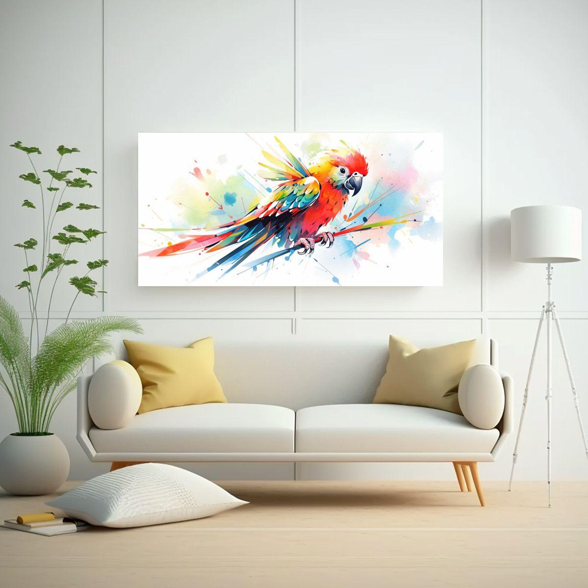 Lienzo Moderno De Un Loro En Colores Vibrantes Y A 160x80cm-2