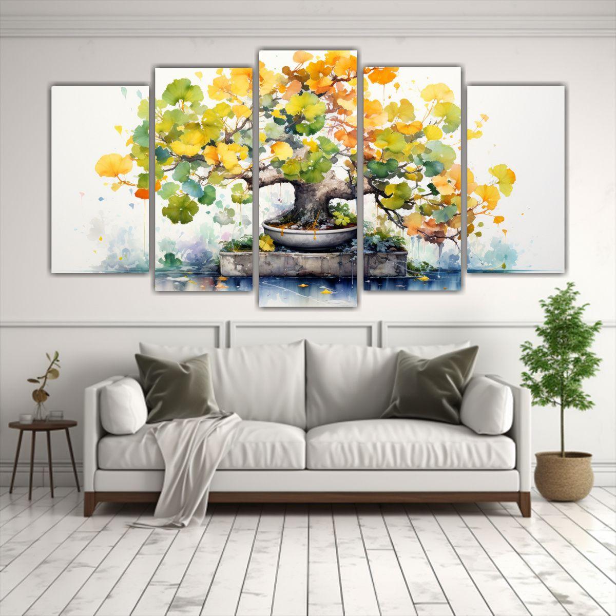 Pinturas Decorativas De Set 5 Canvas Abstracto 200x100 Cm-2