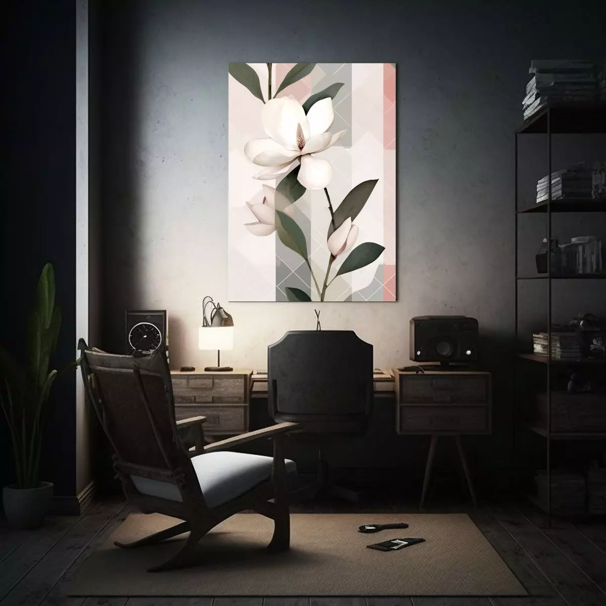Cuadro Abstracto Magnolia Con Diseño Estético 50x65cm-2
