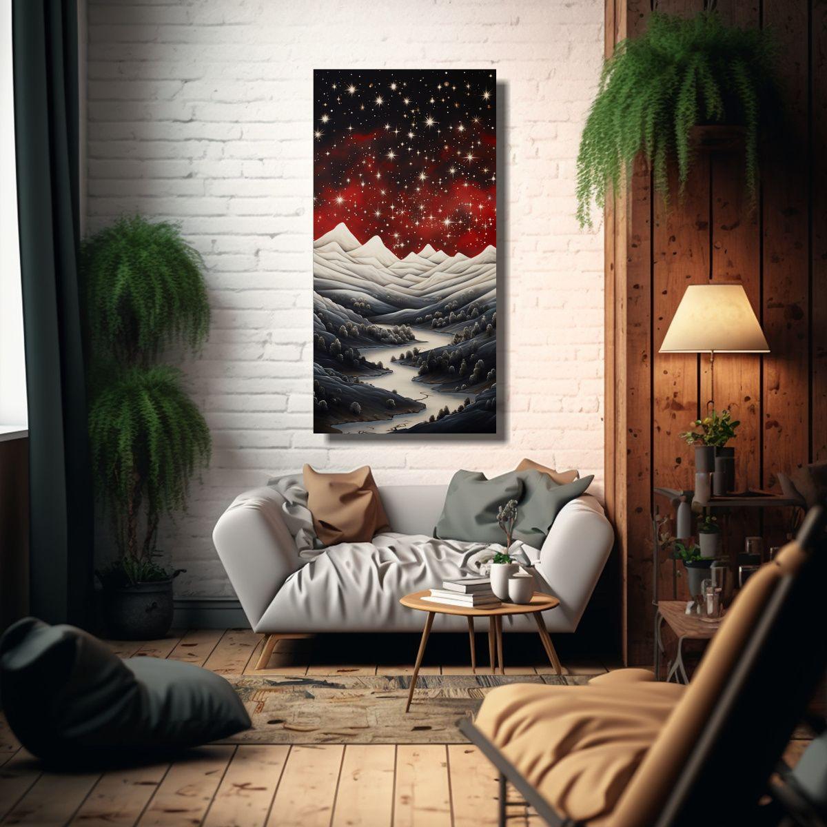 Cuadro Moderno Paisaje Montañoso Con Estilo 60x120cm-2