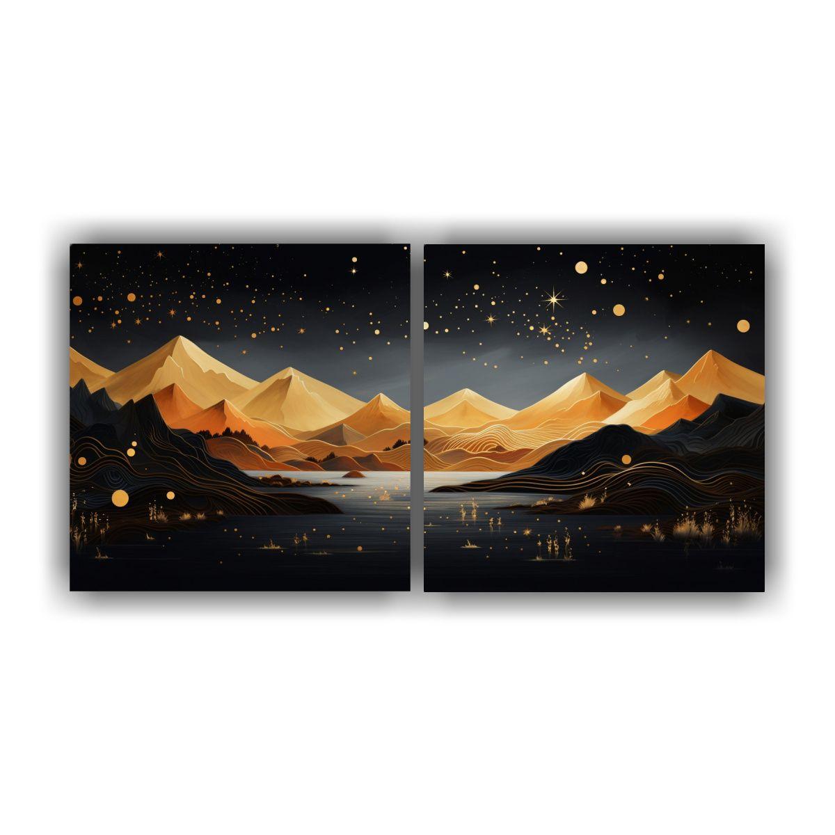 Dibujo Llamativo Paisaje Montañoso Con Estilo 40x20 Cm-0