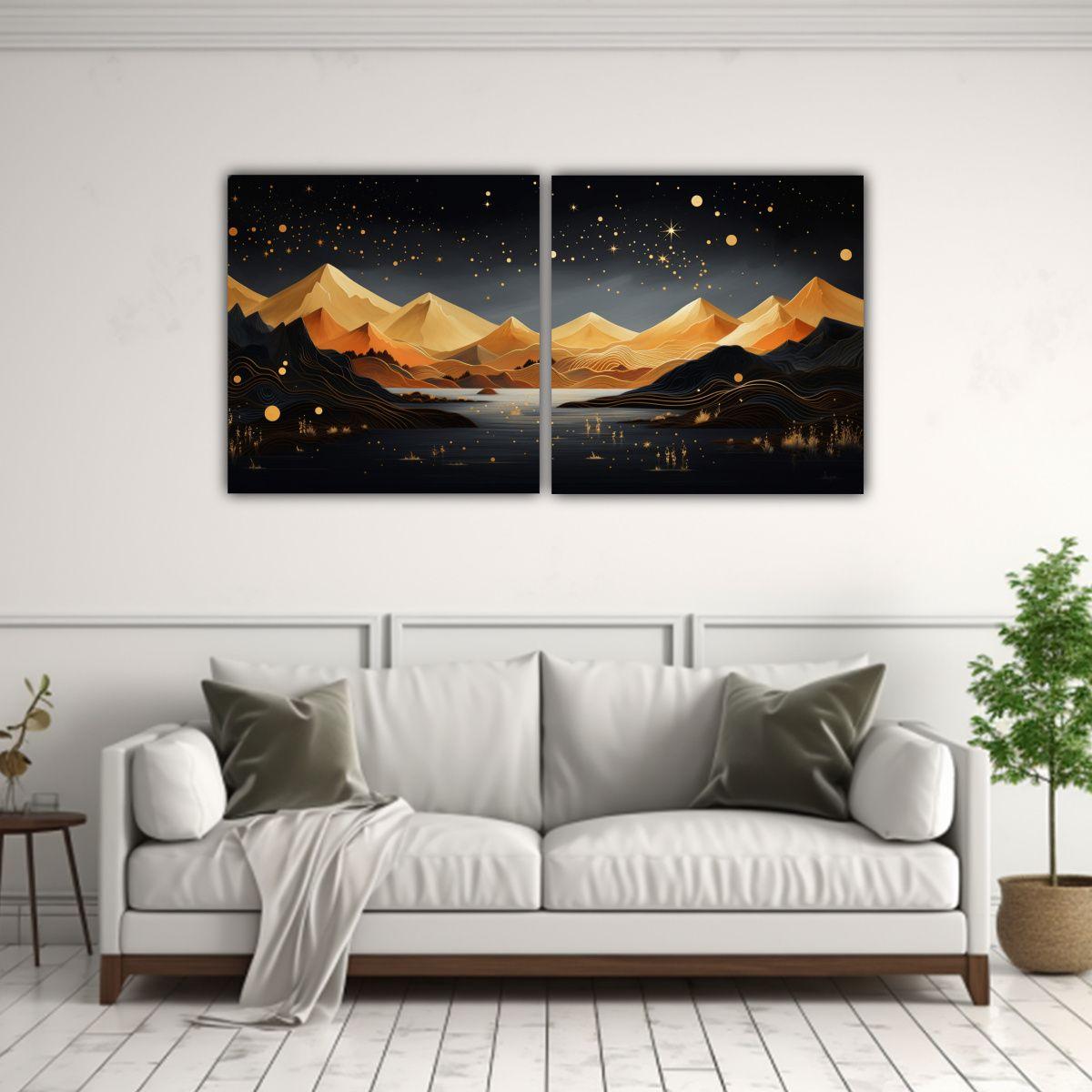 Dibujo Llamativo Paisaje Montañoso Con Estilo 40x20 Cm-2