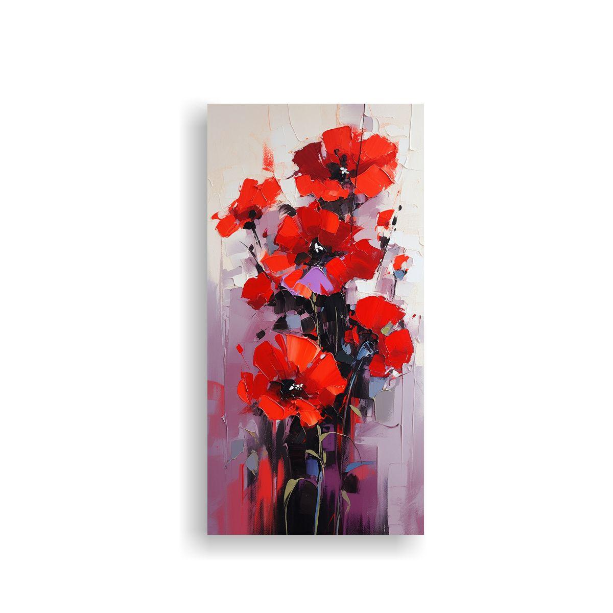 Pintura Decorativa Alegre En Lienzo Con Flores 70x140cm-0