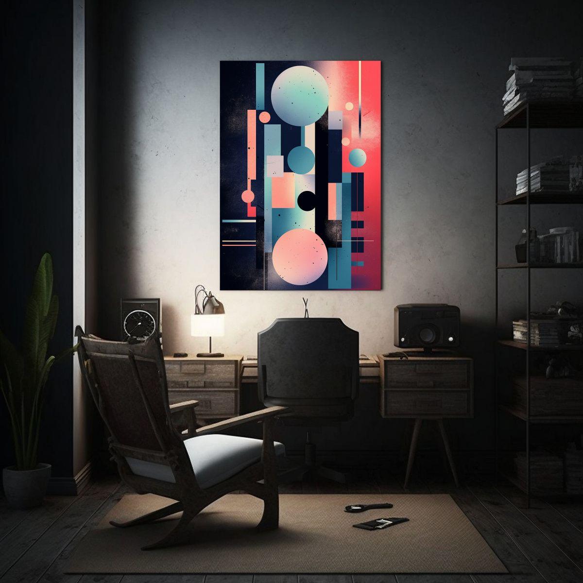 Pintura Geométrica Abstracta En Lienzo Con Colores Vibrante 40x60cm-2