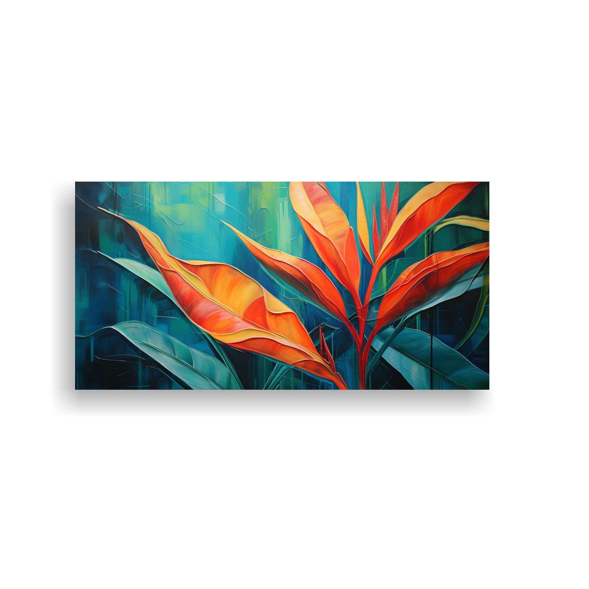 Pintura Abstracta De Hojas De Heliconia Detallada 40x20cm-0