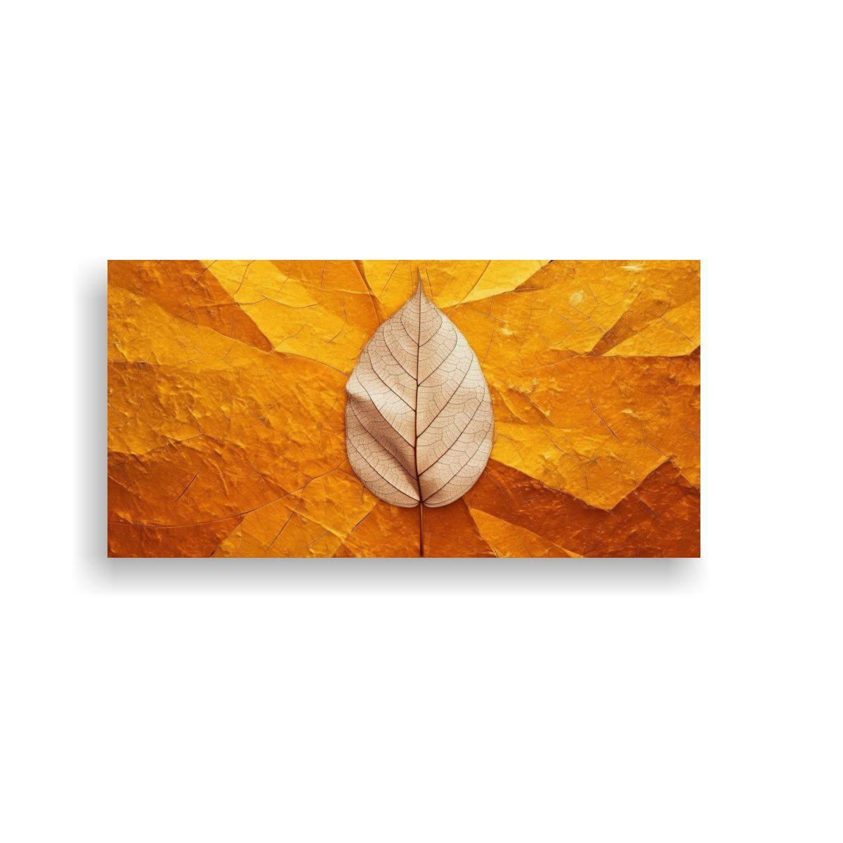 Cuadro Abstracto Hoja Otoño Vista Superior Arte 140x70cm-0