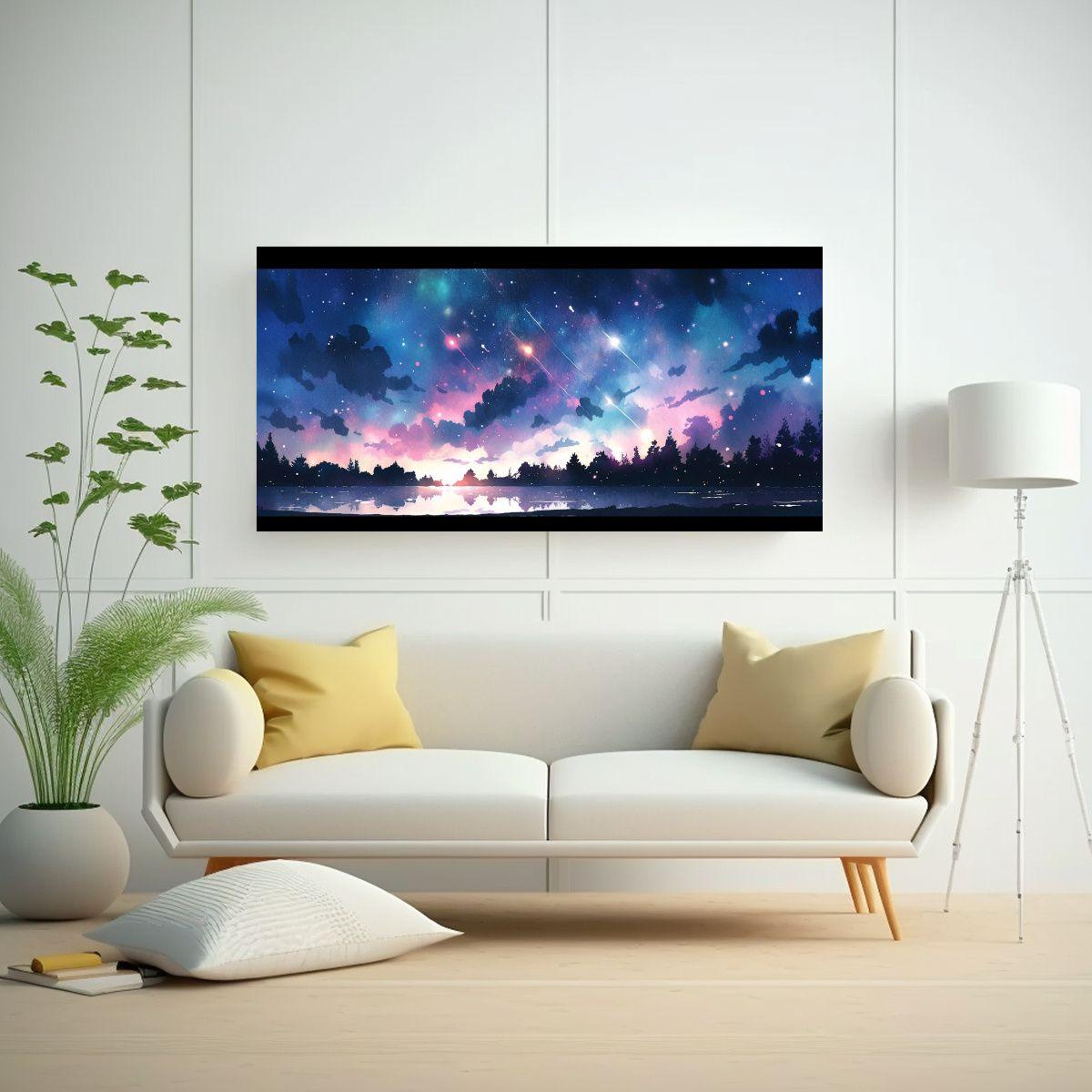 Impresión Arte Pared Nocturno Acuarelas 100x50cm-2