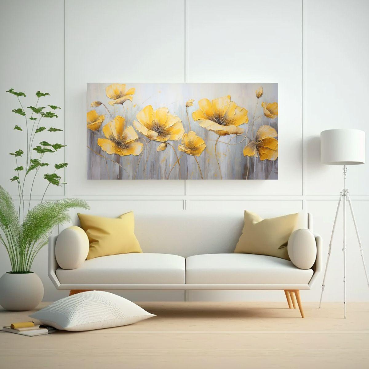 Pintura En Lienzo Estilo Clásico De Amapolas 140x70cm-2