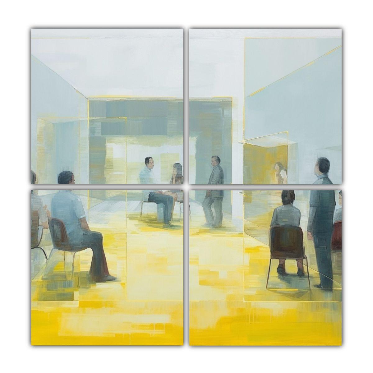 Cuatro Arte Pared Calidos Inspiración: Pintura 140x140 Cm-0