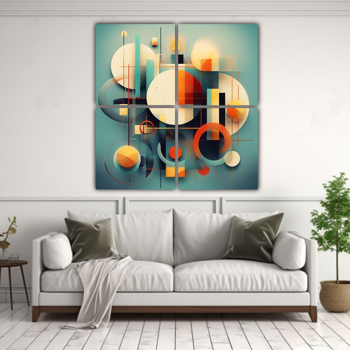 Pinturas Decorativas Abstractas Con Formas 140x140 Cm-2
