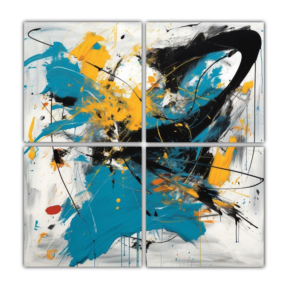 Cuatro Cuadros Forma Simetría Darby Pintura Al 40x40 Cm-0