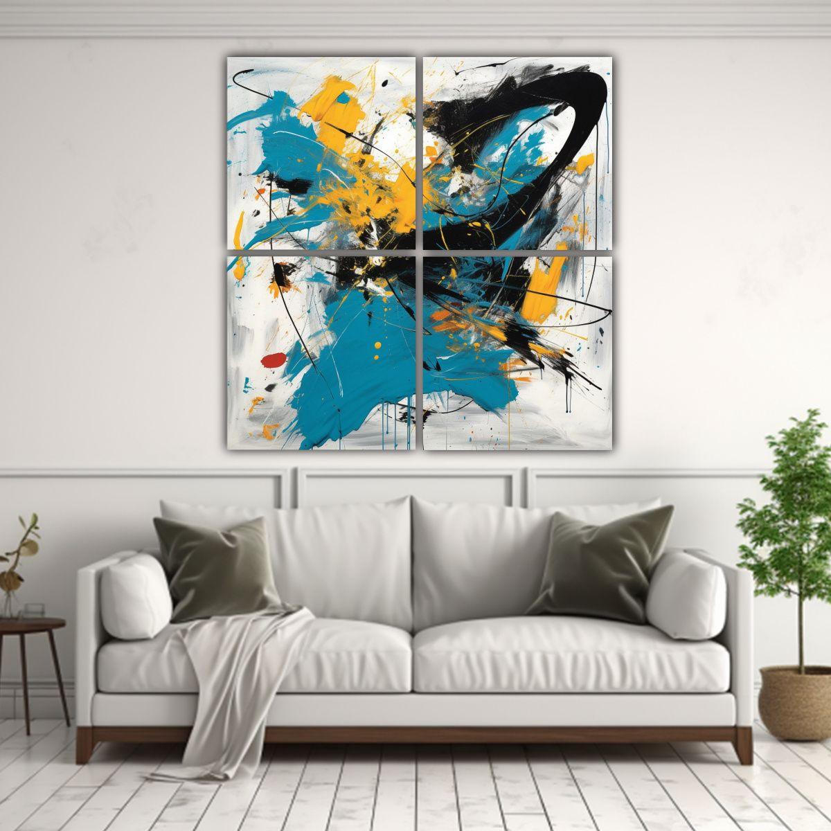 Cuatro Cuadros Forma Simetría Darby Pintura Al 40x40 Cm-2