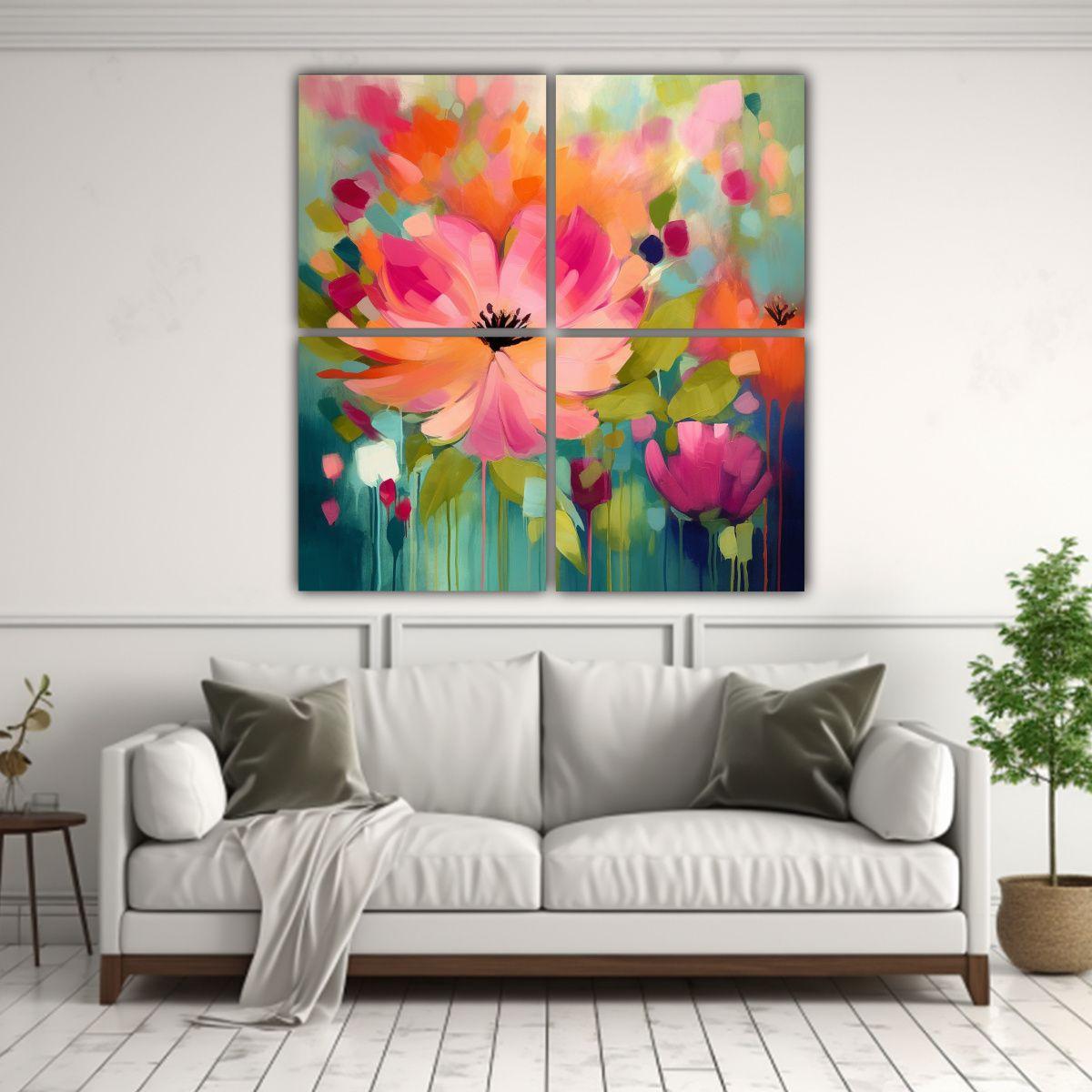 Cuadro De Movimiento Estilo Bastidor Con 4 Telas 120x120 Cm-2