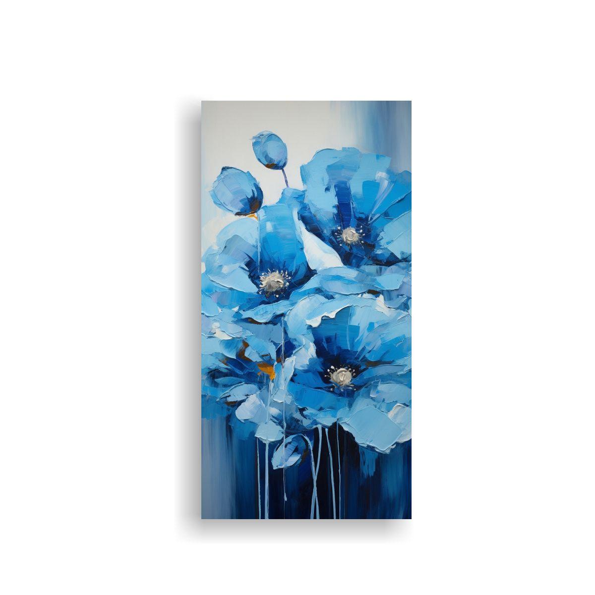 Pintura De Amapolas Azules Estilo Canva 30x60cm-2