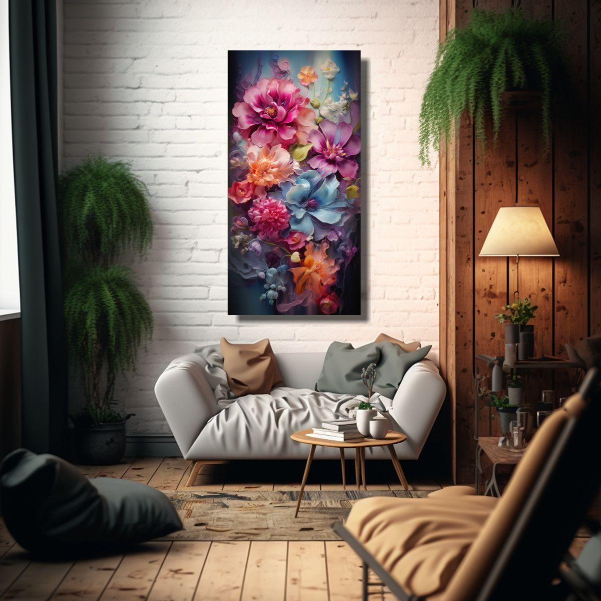 Pinturas Abstractas Con Flores Para Composición 40x80cm-2
