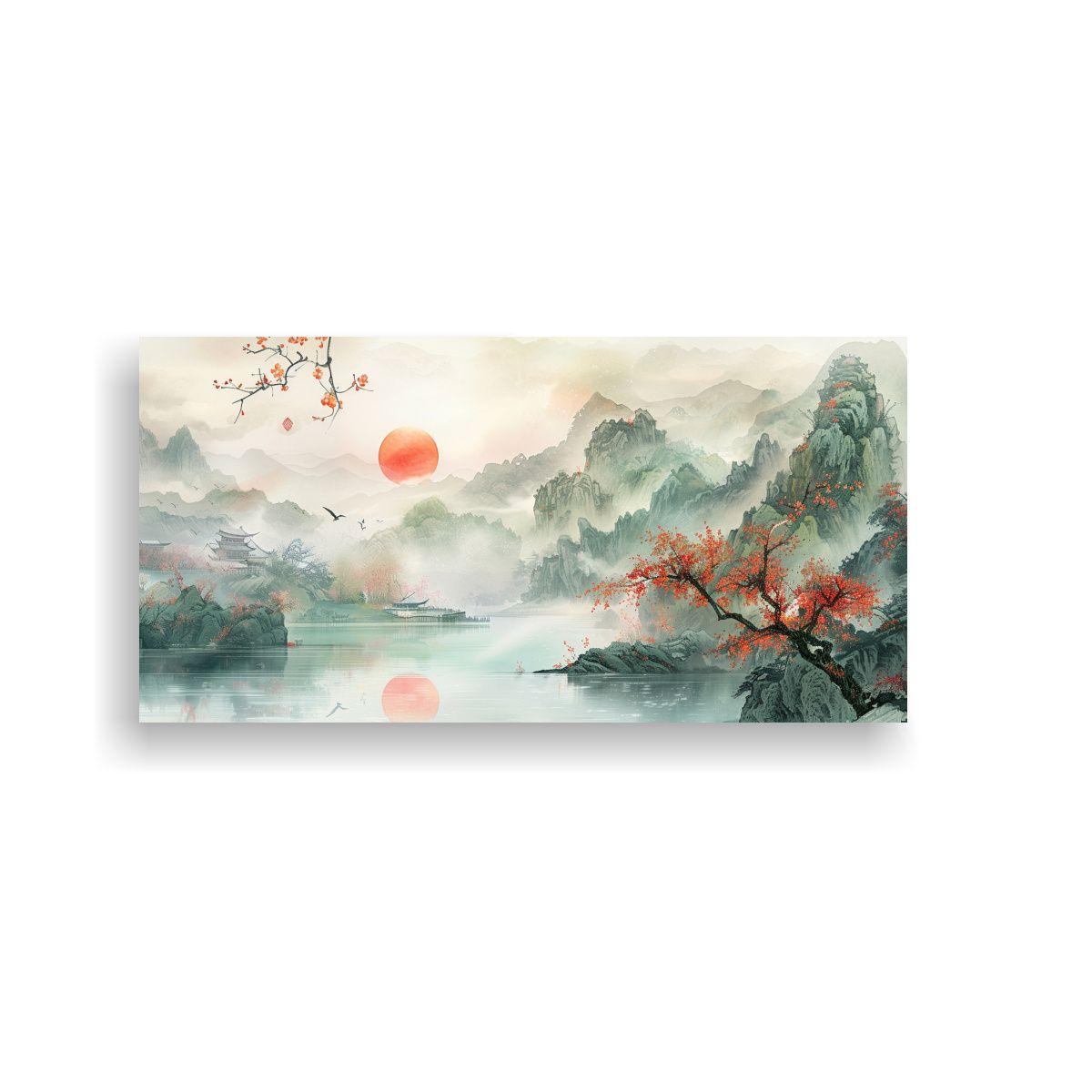 Pintura Clásica China Con Técnica De Pincelada 160x80 Cm-0