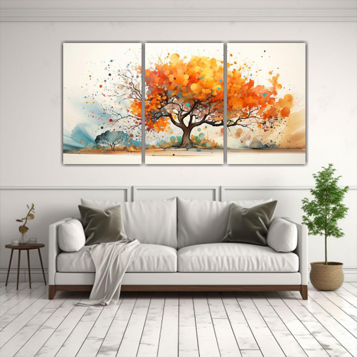 Pintura Abstracta Tropical En Acuarela De Colores 90x45 Cm-2