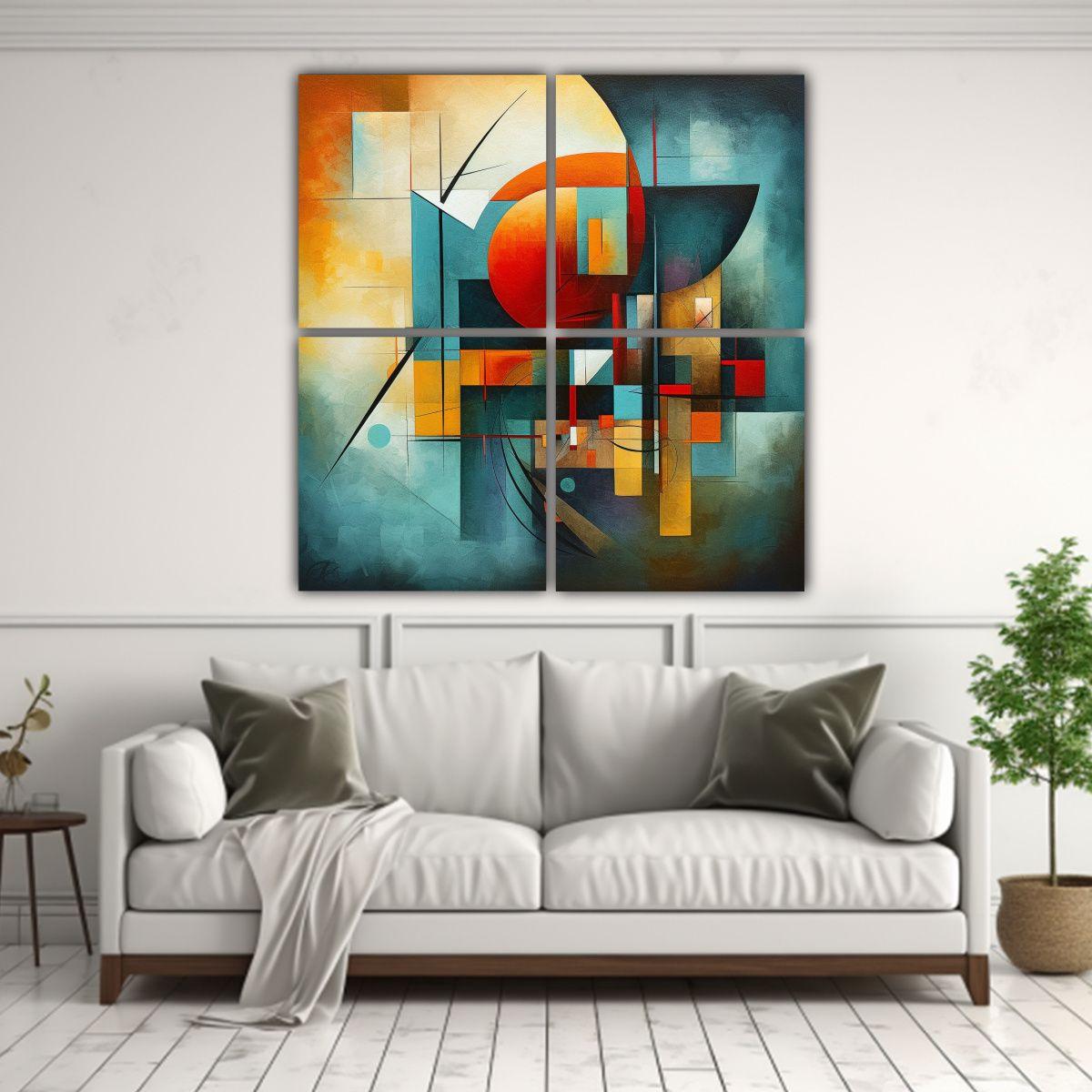 Pinturas Abstractas Para Decoración Visual De 4 80x80 Cm-2