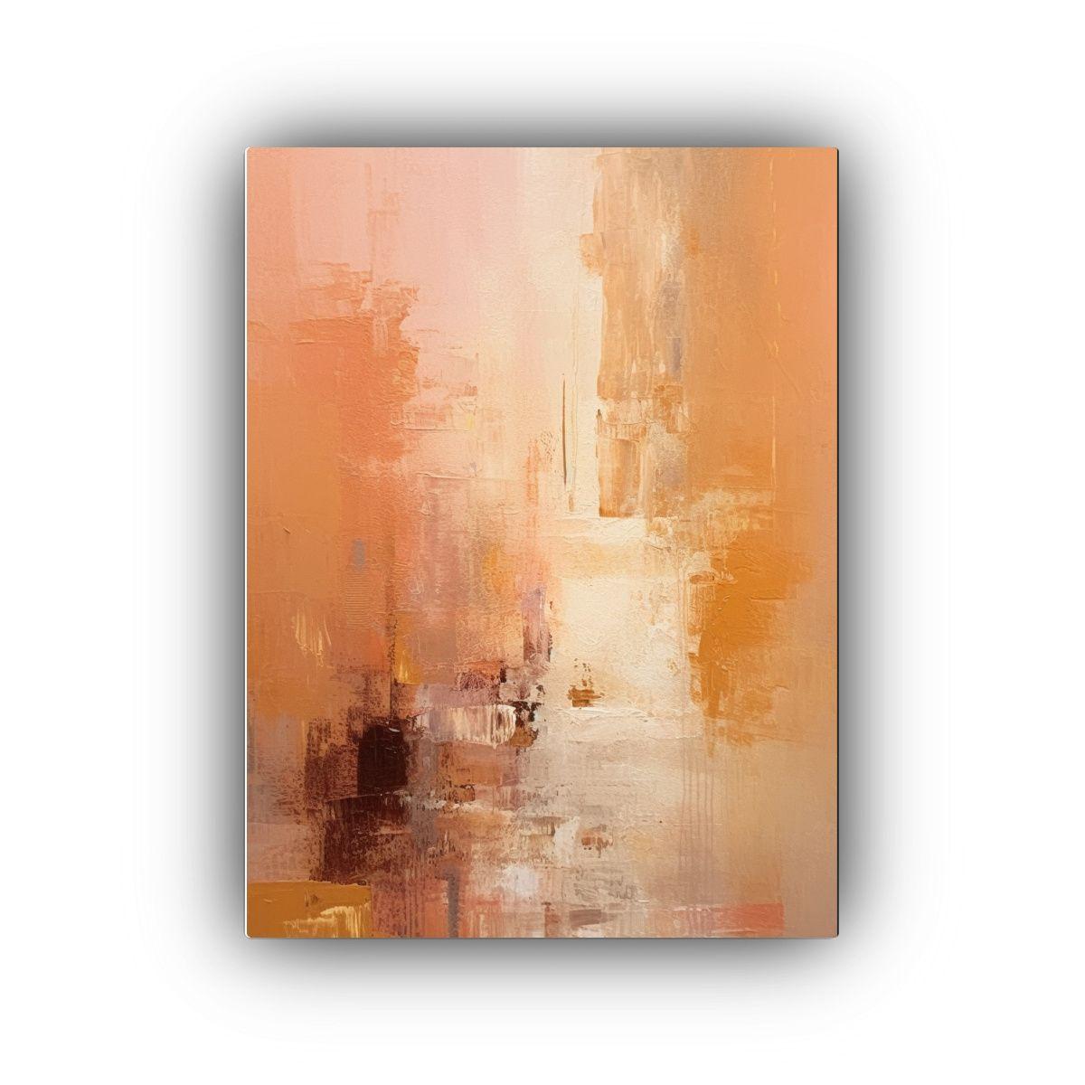 Pintura Composición Moderna Con Fondo Naranja Y Amarillo 30x45cm-0