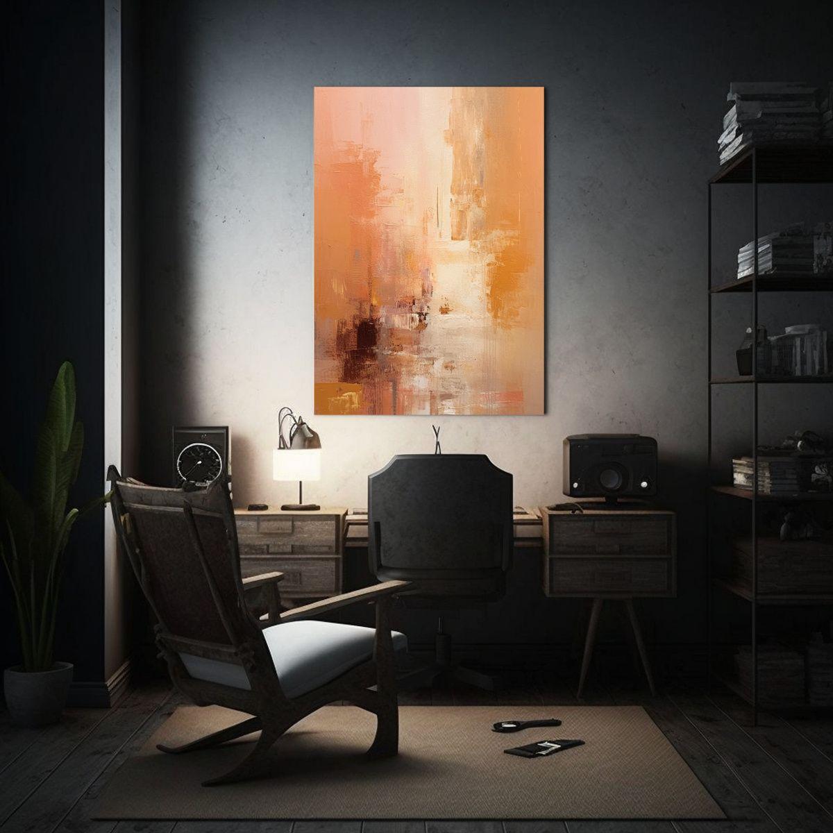 Pintura Composición Moderna Con Fondo Naranja Y Amarillo 30x45cm-2