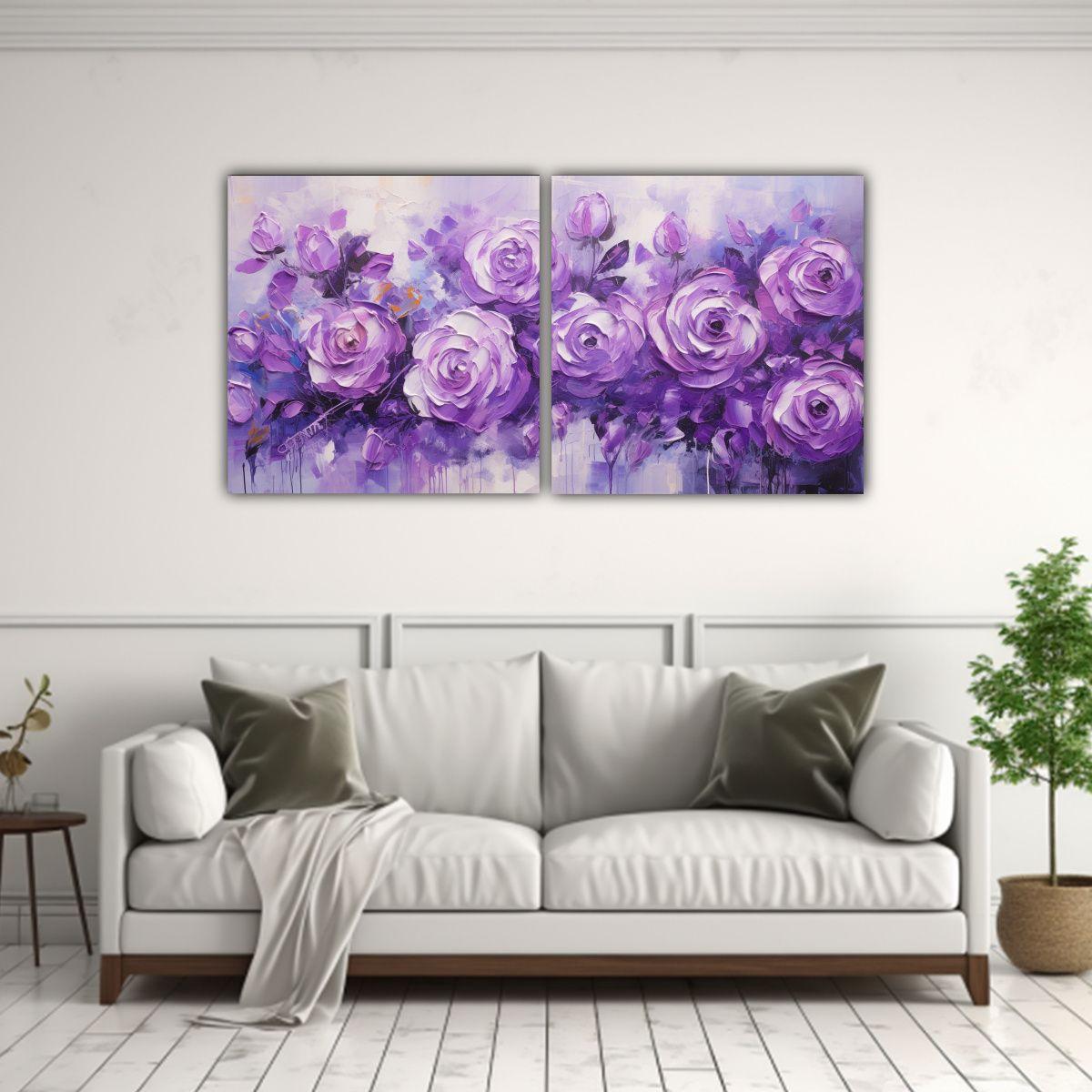 Cuadro Inspirador Perspectiva De Rosas Púrpuras 120x60 Cm-2