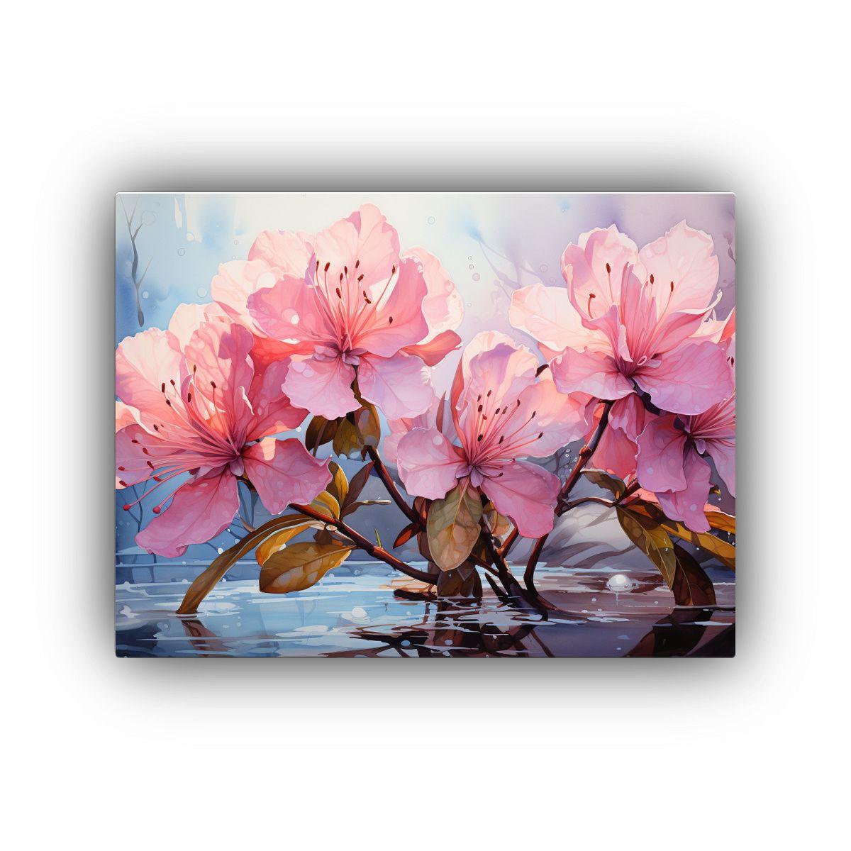 Pintura Abstracta De Rododendros Verdes En Colores Modernos  120x80cm-0