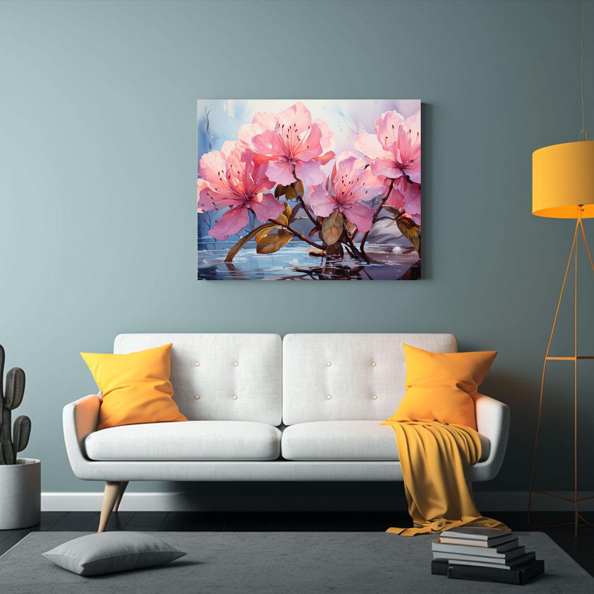 Pintura Abstracta De Rododendros Verdes En Colores Modernos  120x80cm-2