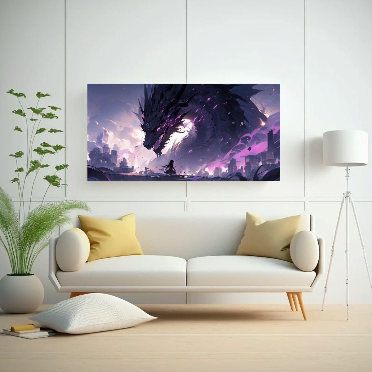 Pintura Decorativa De Dragón En Colores 120x60cm-2