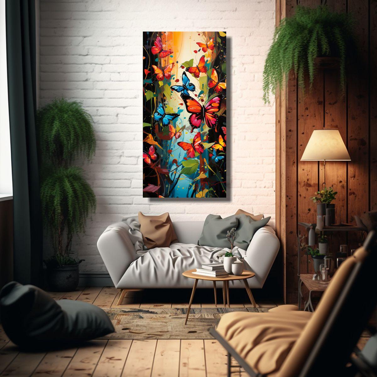 Cuadros Abstractos Con Mariposas Para Decoración 40x80cm-2