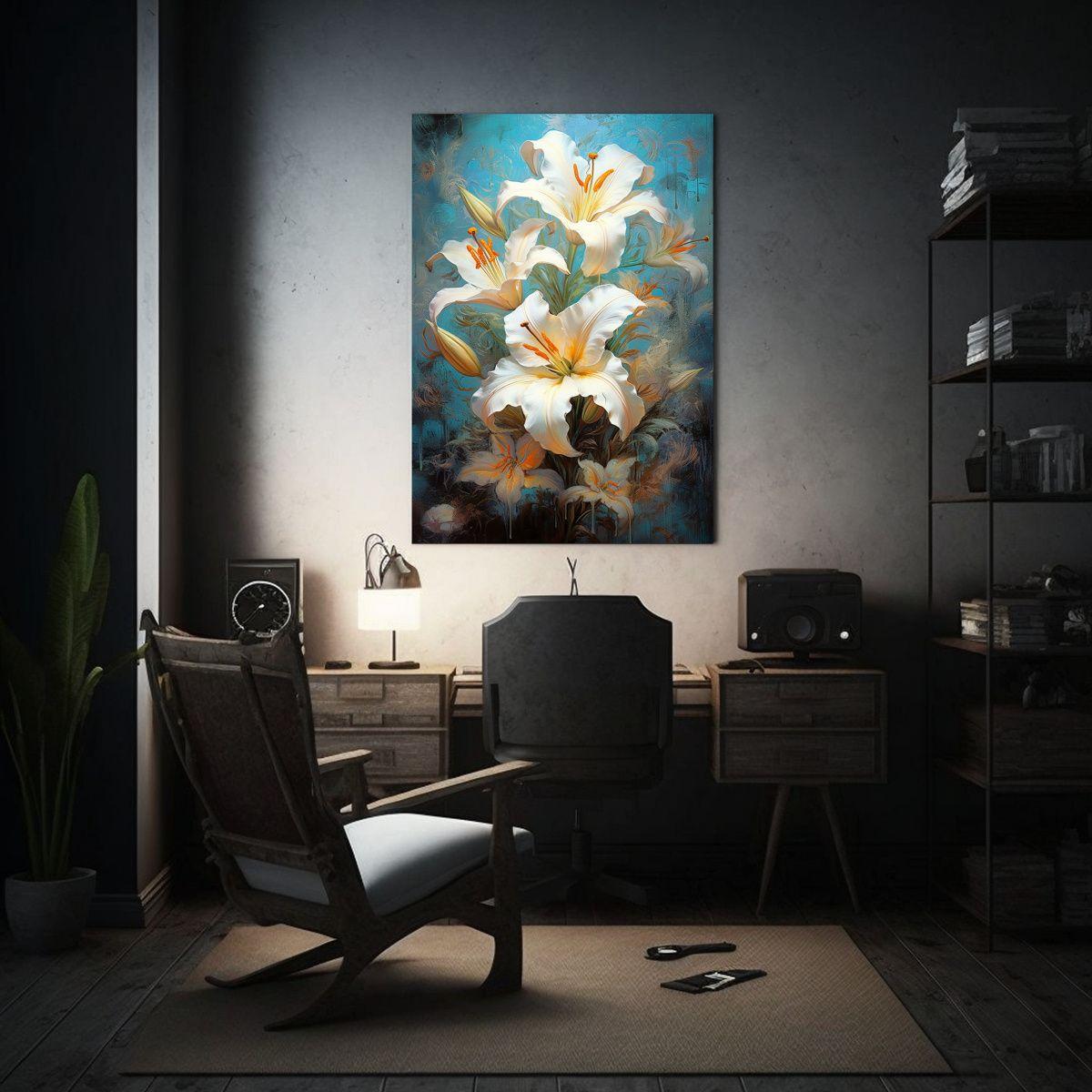Pintura De Lienzo Con Lirio Colorido Y Pigmento, 50x65cm-2