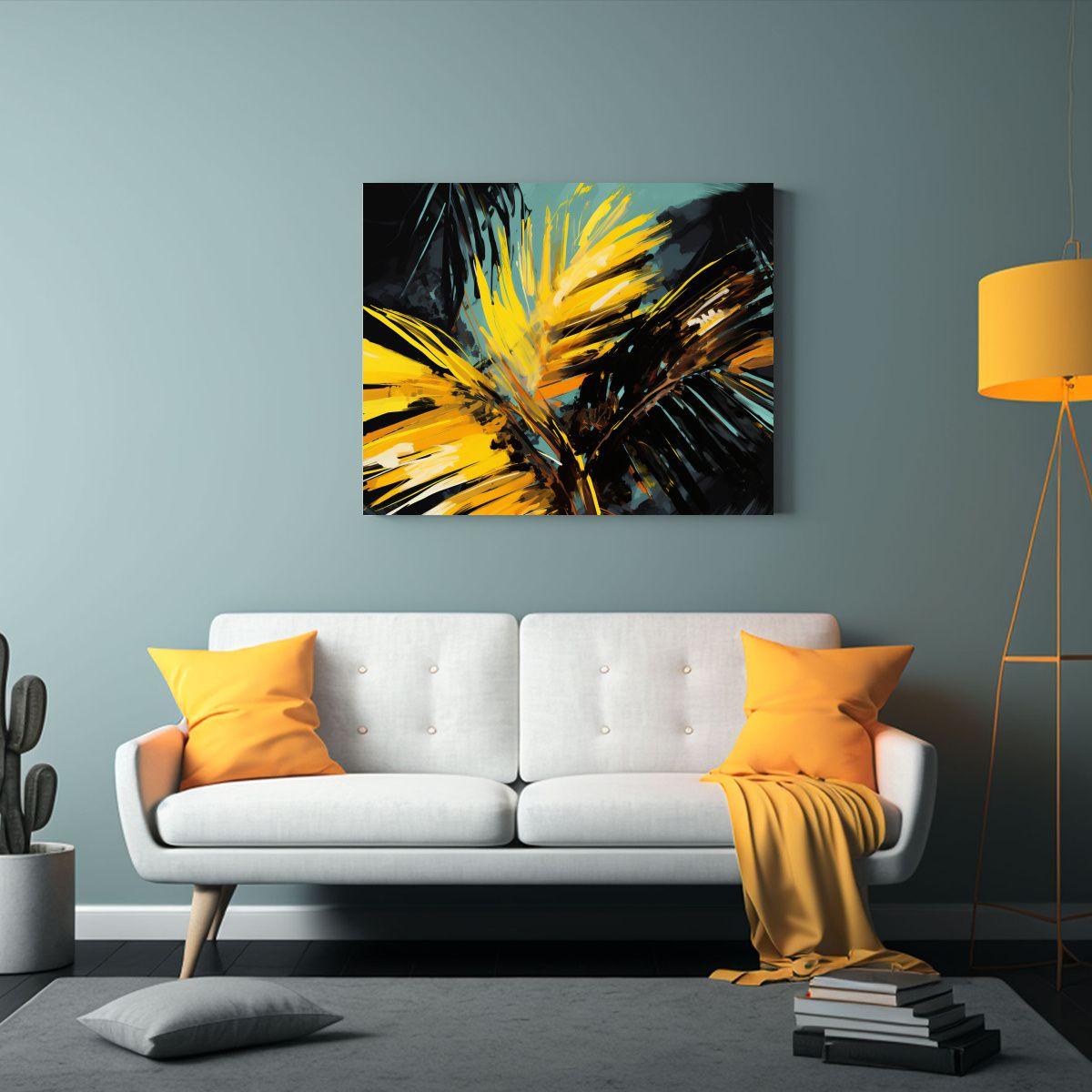 Cuadro Fotografía Hojas De Palmera Amarillas Ambiente Neono 40x30cm-2