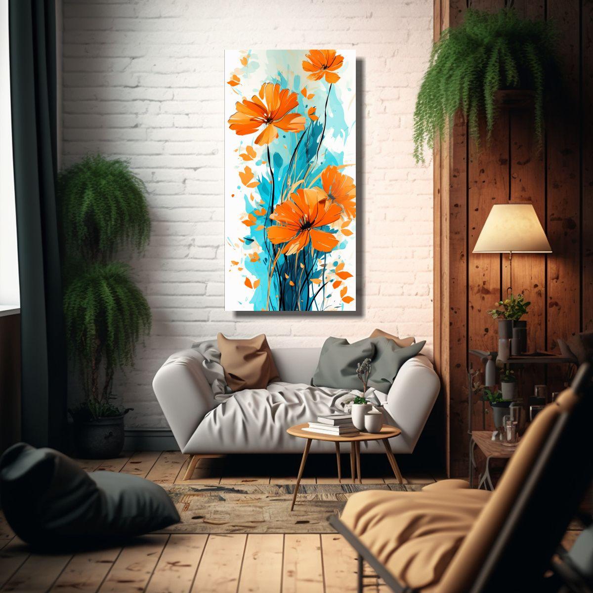 Pintura Abstracta De Tela En Bastidor Con Hierbas 30x60cm-2