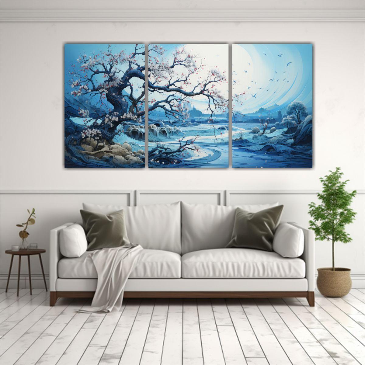 Cuadros Juveniles De Manglar En Tonos Azules, 60x30 Cm-2
