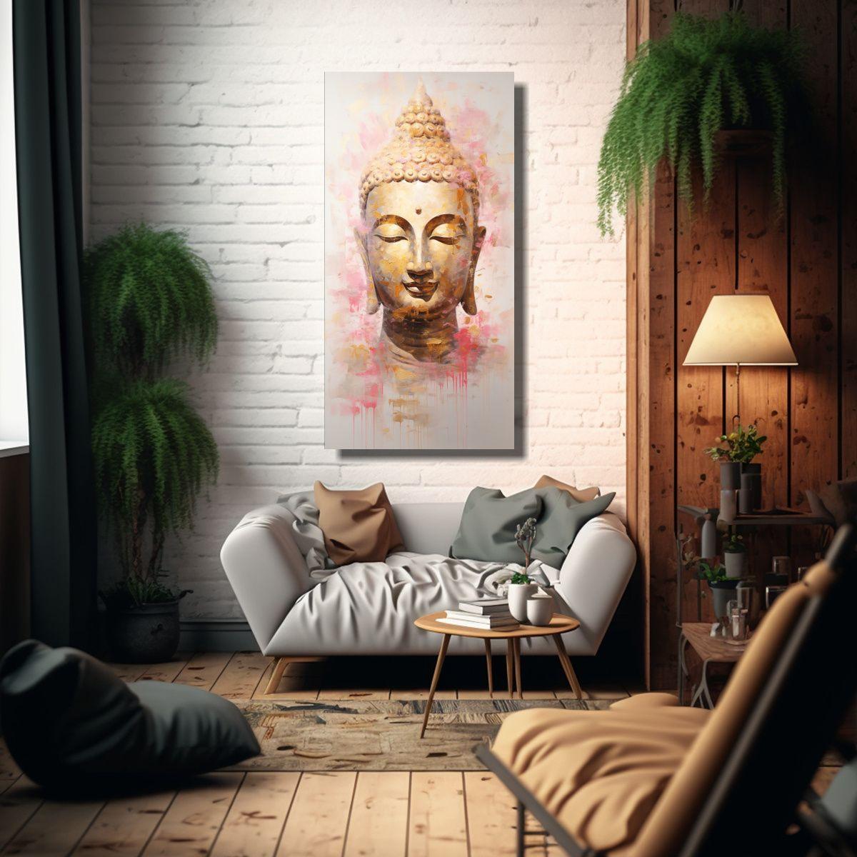 Pintura Decorativa Abstracta Estilo Oro Y Rosa Con 60x120cm-2