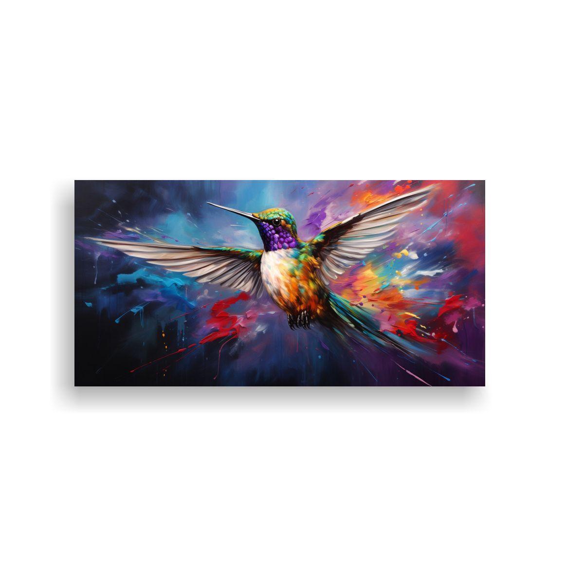 Cuadro Belleza Natural Colibrí Pintura Al Estilo  120x60cm-0