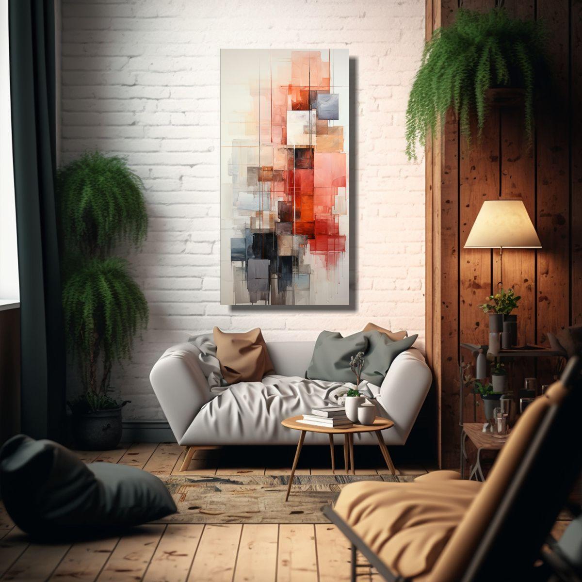 Cuadros De Decoración En Tonos Grises, Rosados, 40x80cm-2