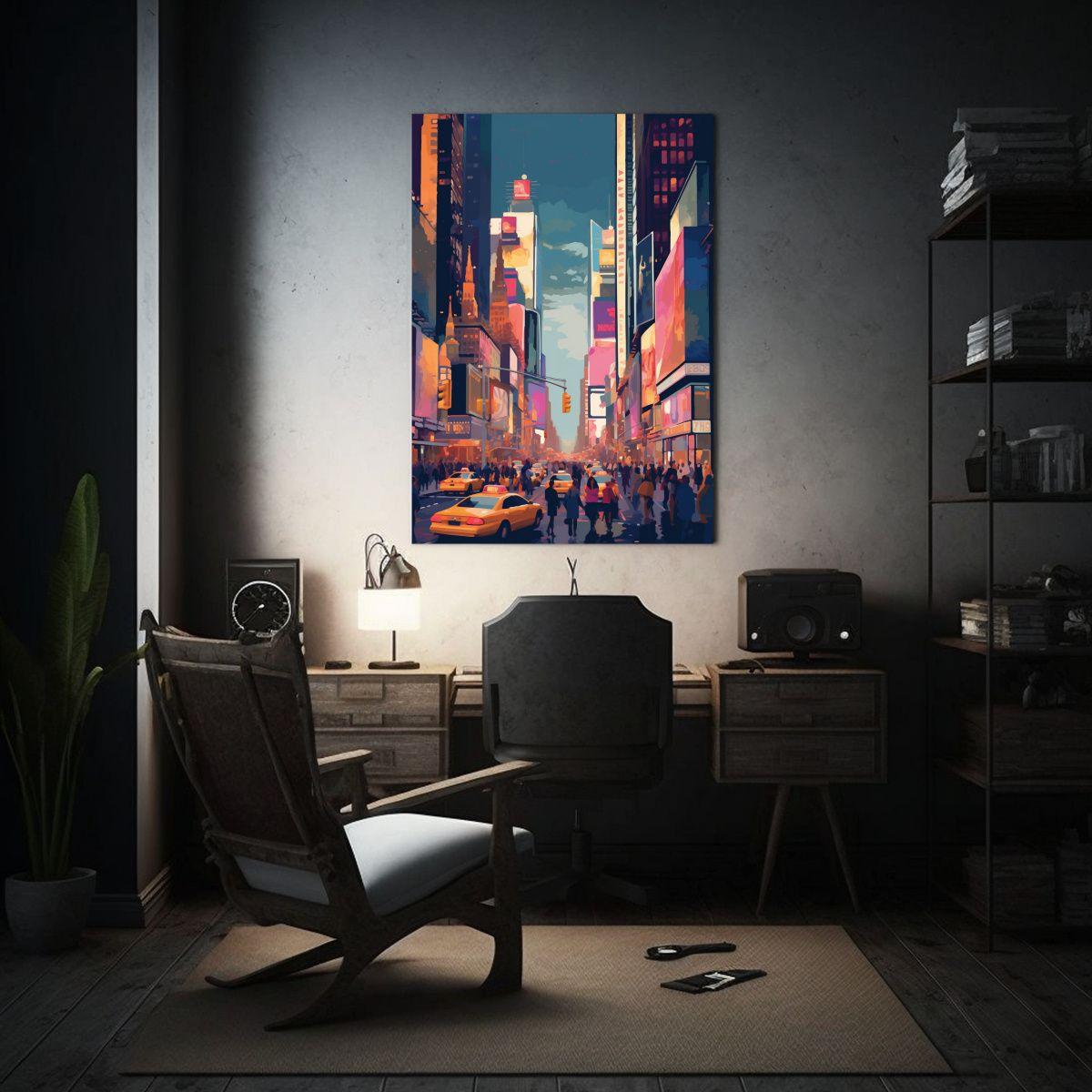 Cuadro De Lienzo Vintage De Times Square New York 40x50cm-2