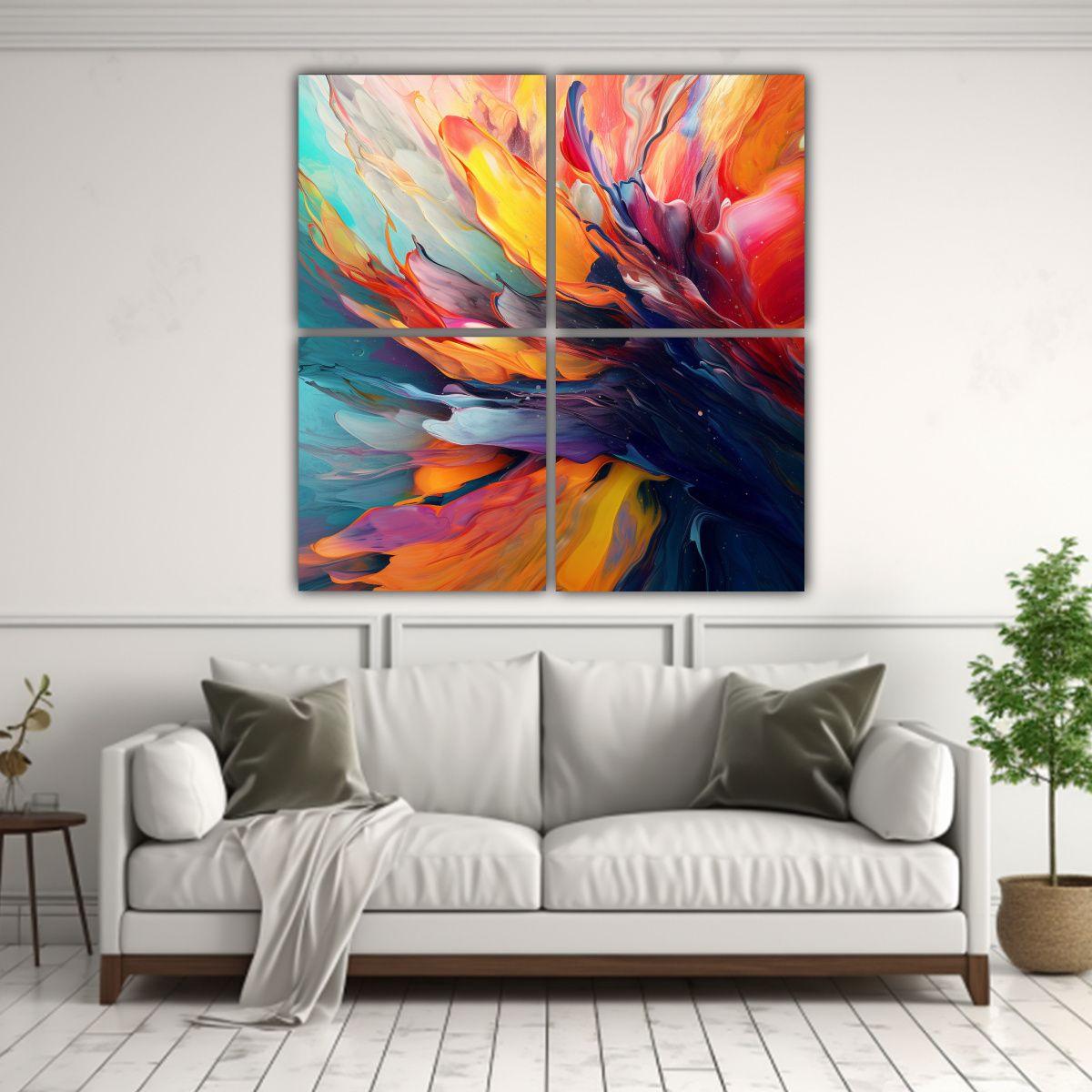 Pinturas Decorativas Abstractas 4k En 4 Artes 60x60 Cm-2