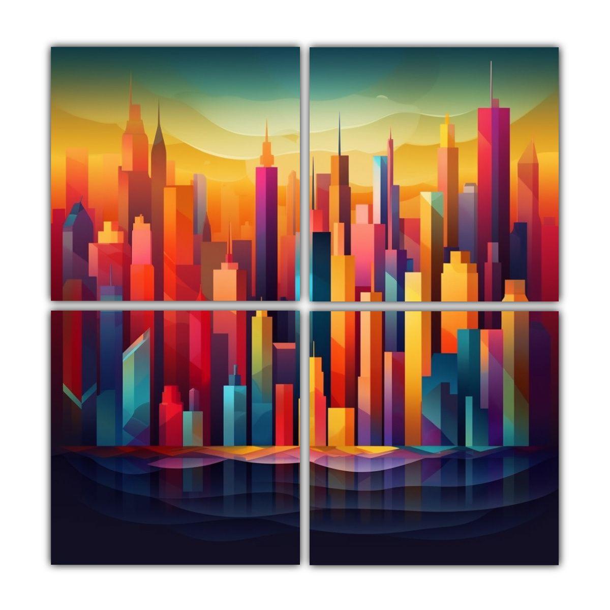 Cuadro Abstracto Con Formas Geométricas En 80x80 Cm-0