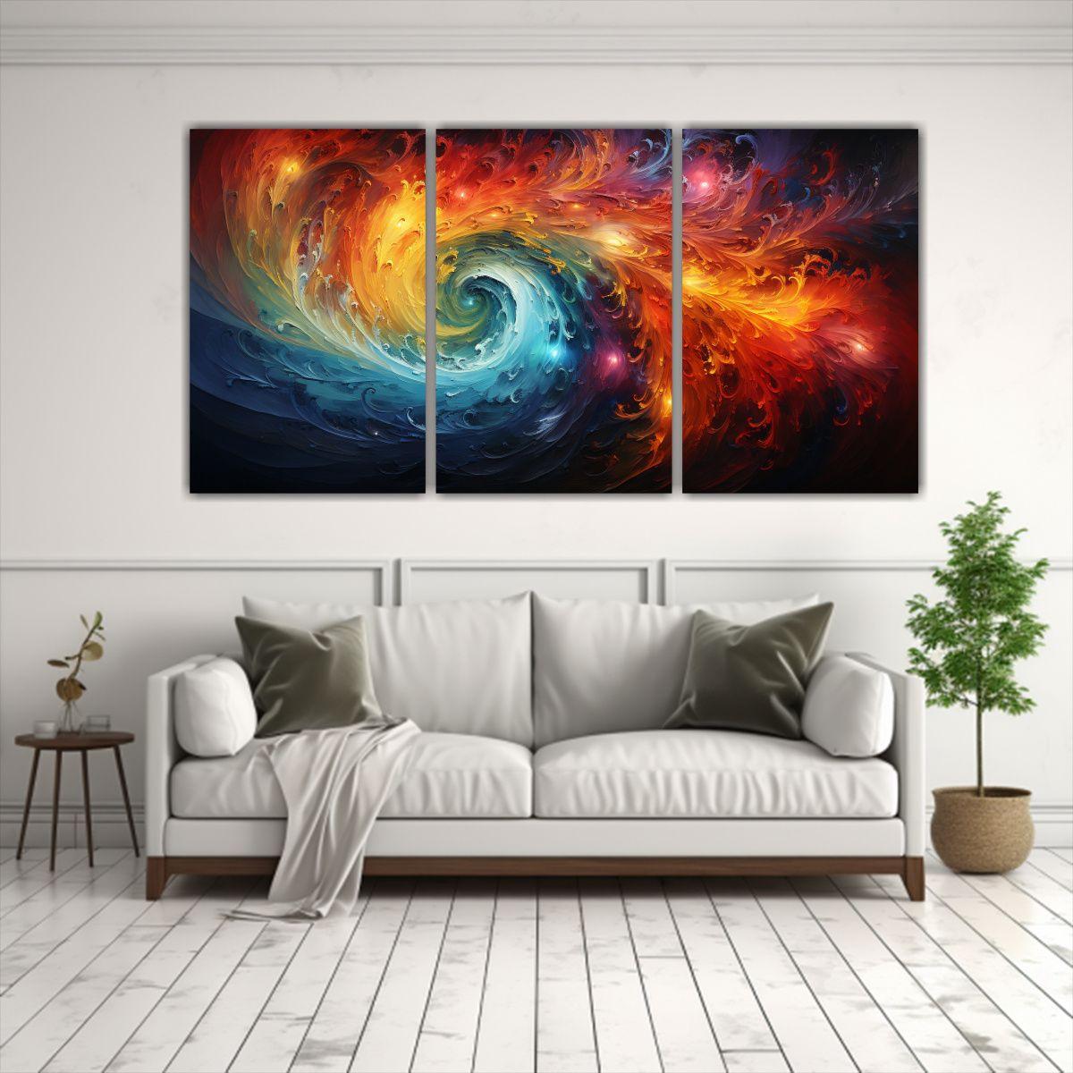 Cuadro Minimalista Con Dos Remolinos De Colores 240x120 Cm-2