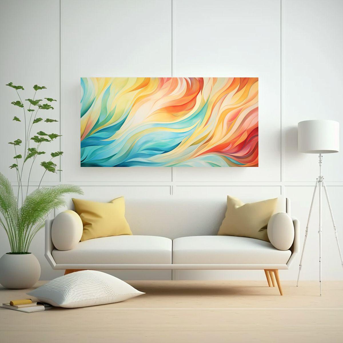 Pinturas Abstractas Vibrantes Con Patrones 40x20cm-2