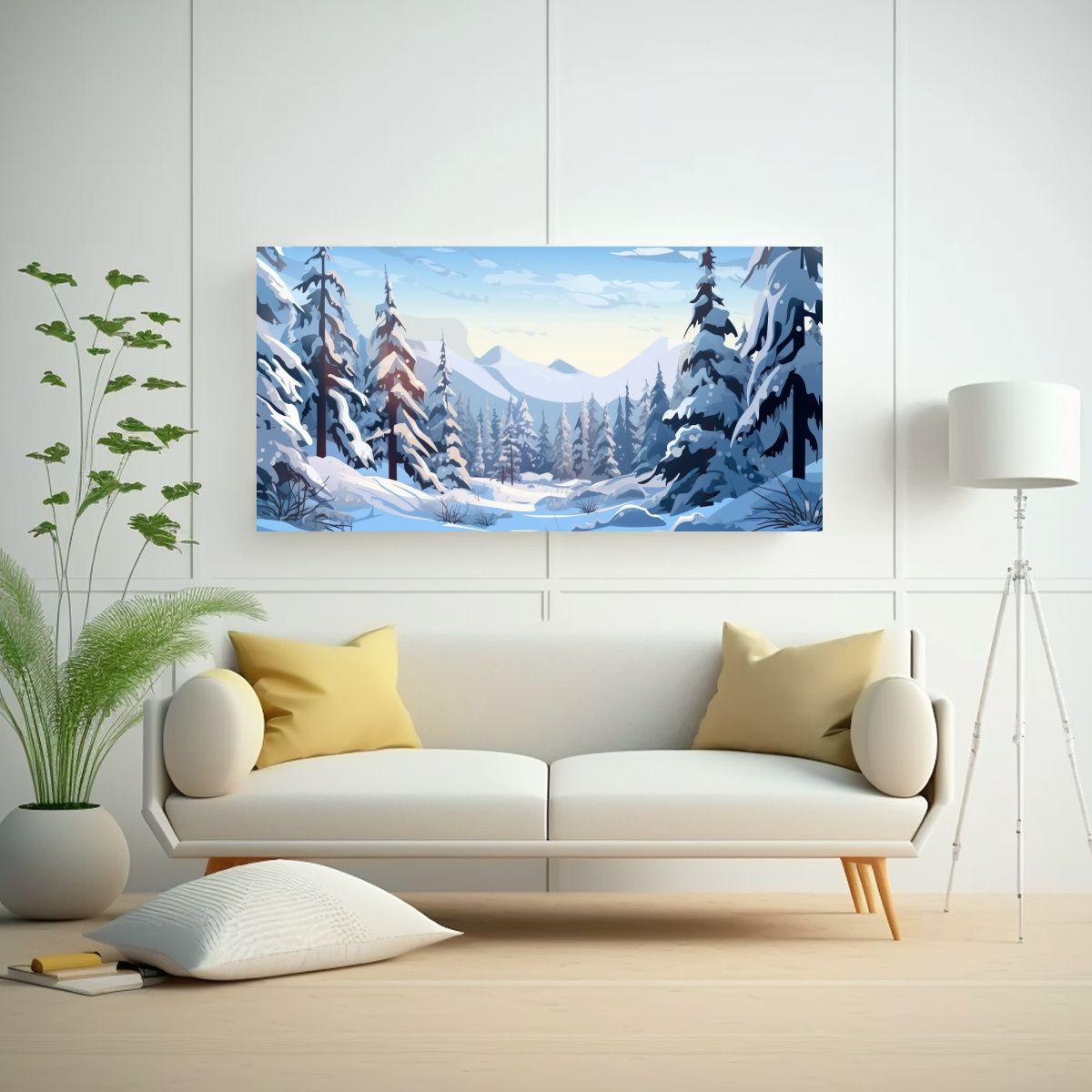 Cuadro De Dibujo Para Cocina FMC Paisaje Nevado 80x40cm-2