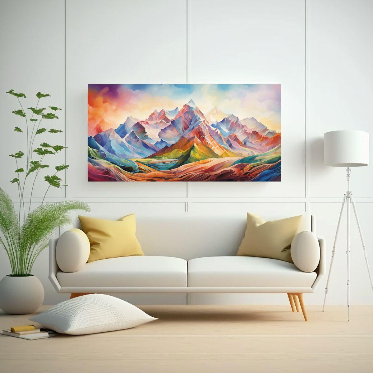 Cuadro Decorativo: Montañas Famosas Y Arcoíris 120x60cm-2