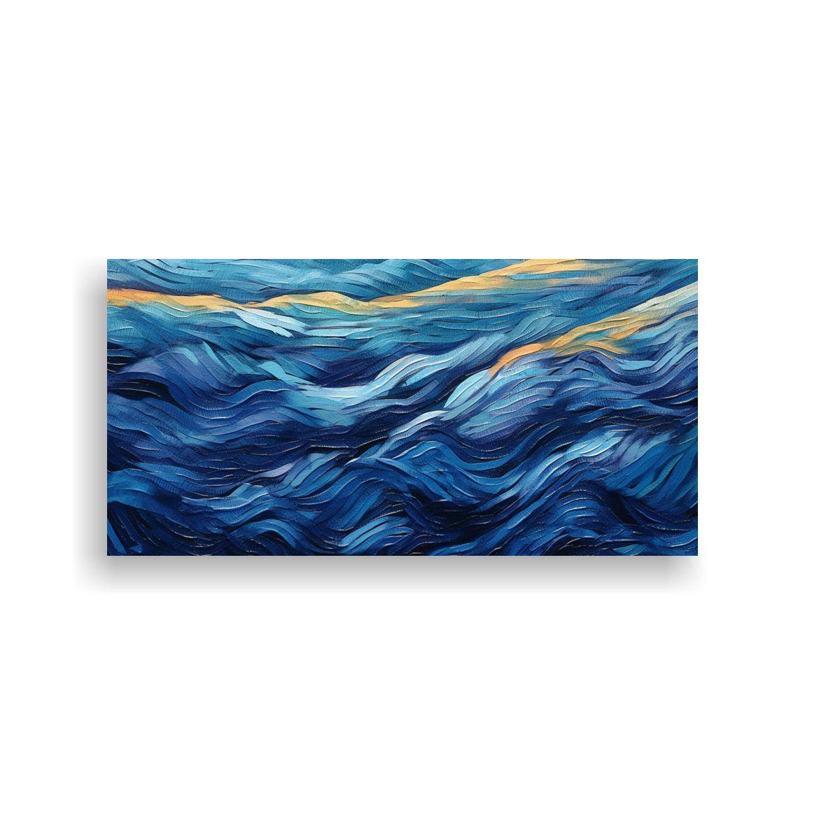 Pintura Abstracta Azul Con Campos Horizontales 80x40cm-0