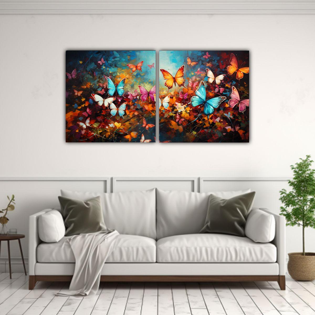 Set De 2 Telas En Bastidor Moderno Con Cuadros 100x50 Cm-2