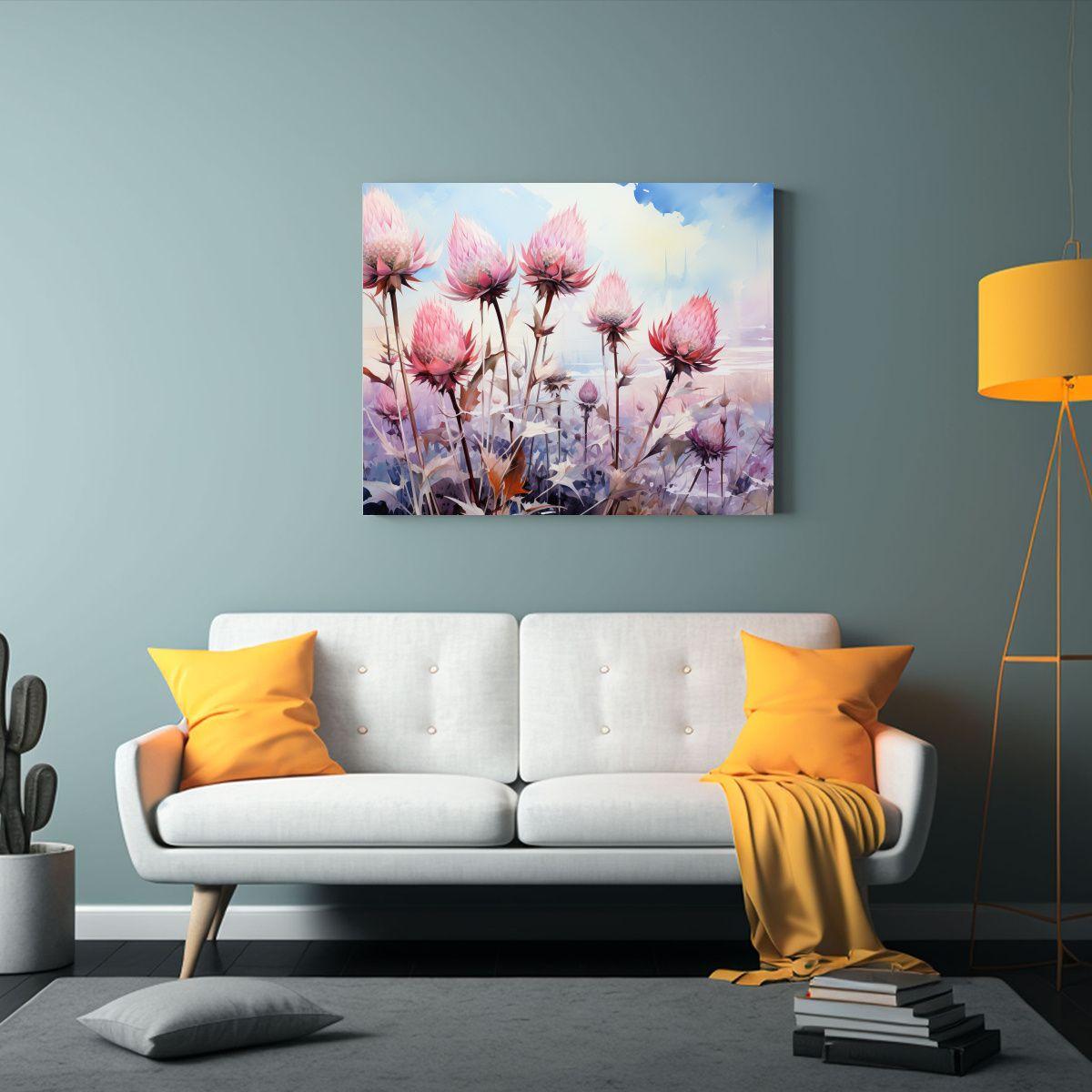 Cuadro Decorativo Street Art De Alcachofas En Blanco Y Rosa 45x30cm-2