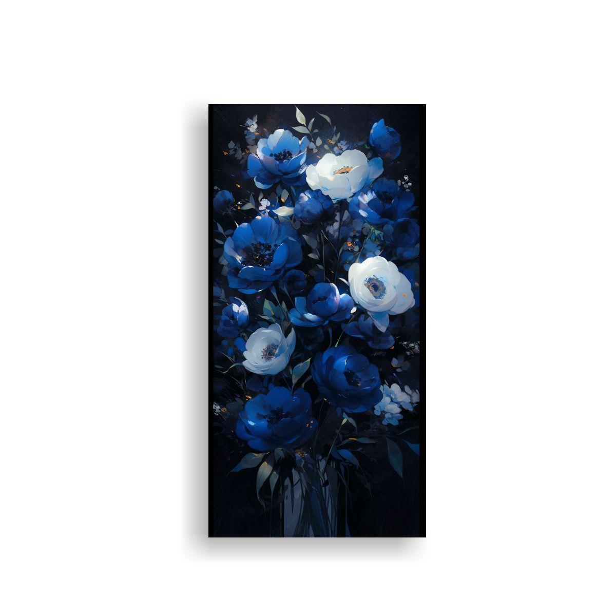 Pintura En Lienzo De época Con Flores Negras Y 80x160cm-0